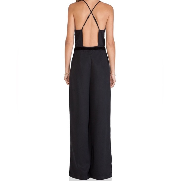 Free People x Revolve Black Tuxedo Jumpsuit Lace Inset Wide-Leg Open Back 0 - Picture 14 of 14